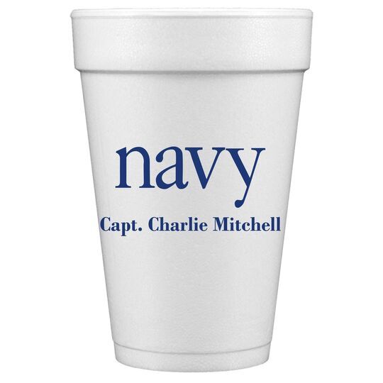 Big Word Navy Styrofoam Cups